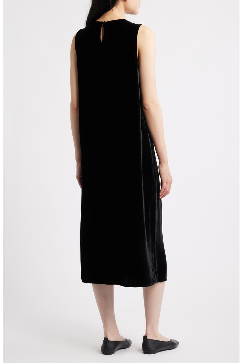 Sleeveless Velvet Midi Dress, Alternate, color, BLACK