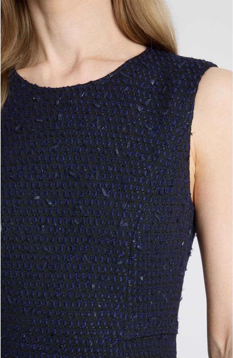 Santorelli Britta Midi Sheath Dress in Luxury Tweed, Alternate, color, Midnight