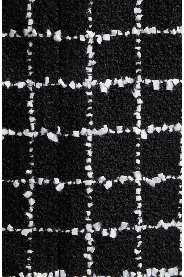 Chain Strap Check Tweed Fit & Flare Minidress, Alternate, color, EAB BLK/ WHITE