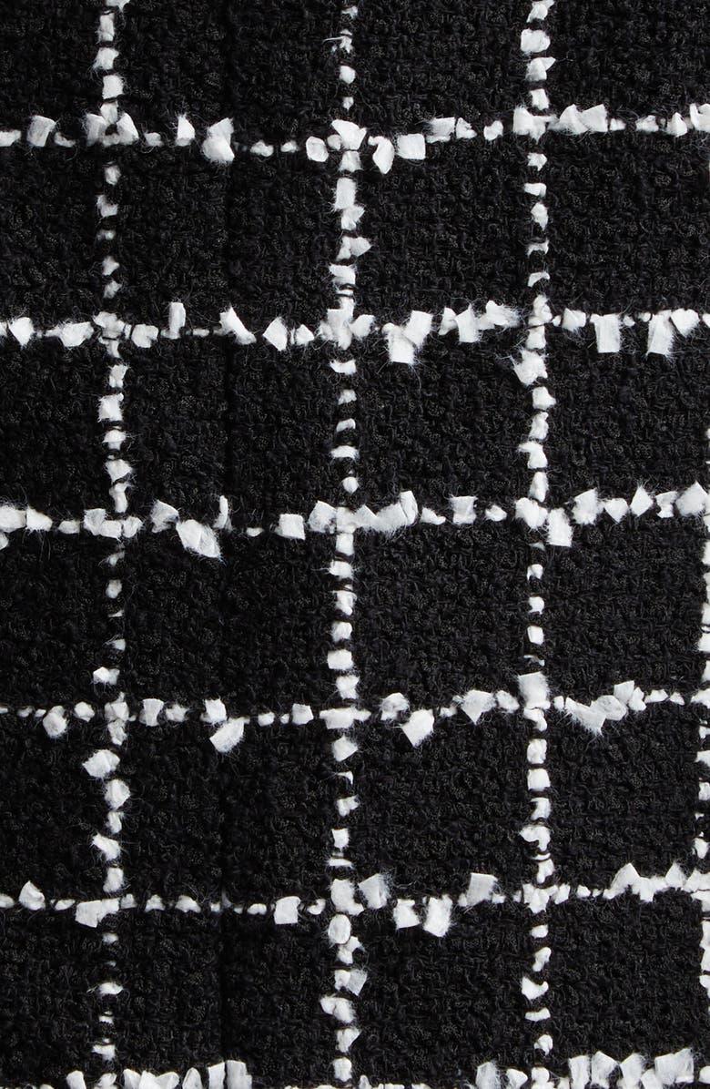 Balmain Chain Strap Check Tweed Fit & Flare Minidress, Alternate, color, Eab Blk/ White