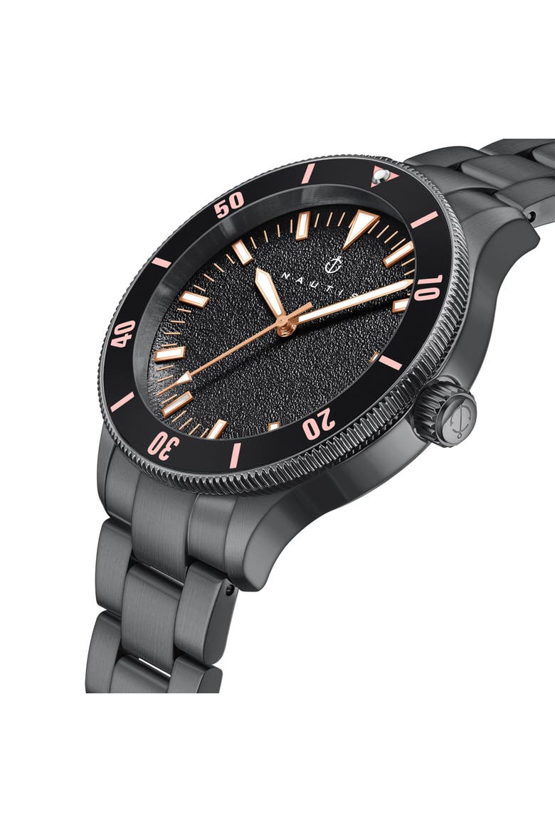 Deacon Bracelet Watch, Alternate, color, Black/Rose Gold