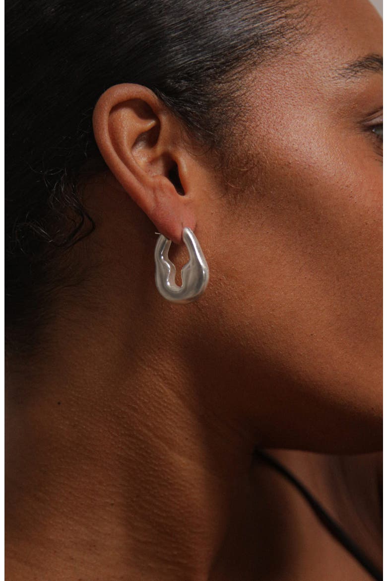 Luna Drop Hoops in Silver, Alternate, color, Silver
