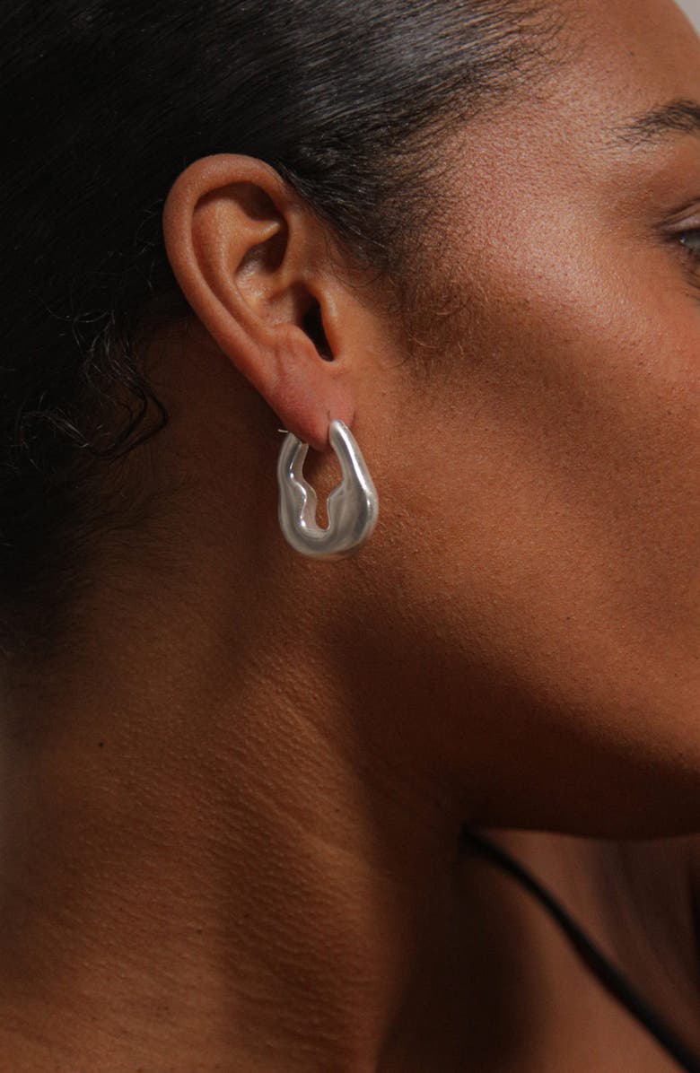 YOJ Luna Drop Hoops in Silver, Alternate, color, Silver