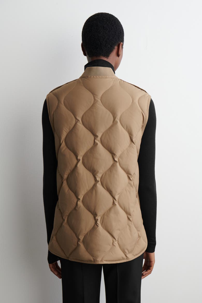 Oversized Quilted Down Gilet, Alternate, color, DARK BEIGE
