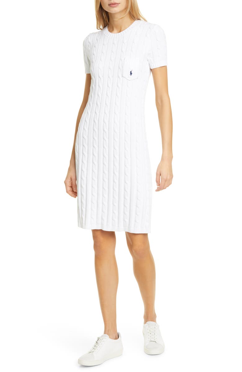 Polo Ralph Lauren Cable Knit Sweater Dress, Main, color, 