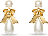 Lele Sadoughi Faux Pearl Bow Drop Earrings