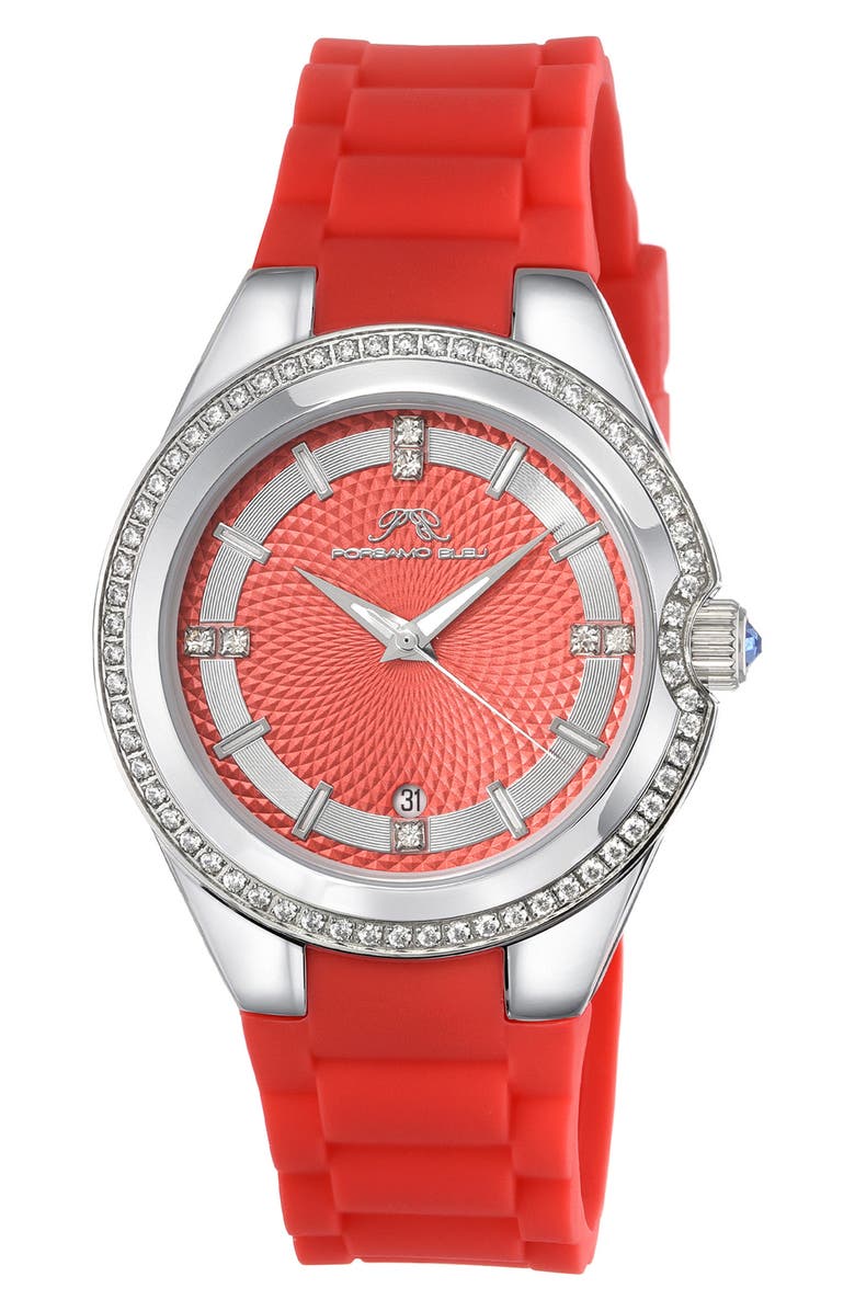 PORSAMO BLEU Women's Guilia Luxury Interchangeable Band Stainless Steel Watch, 37mm, Main, color, Red
