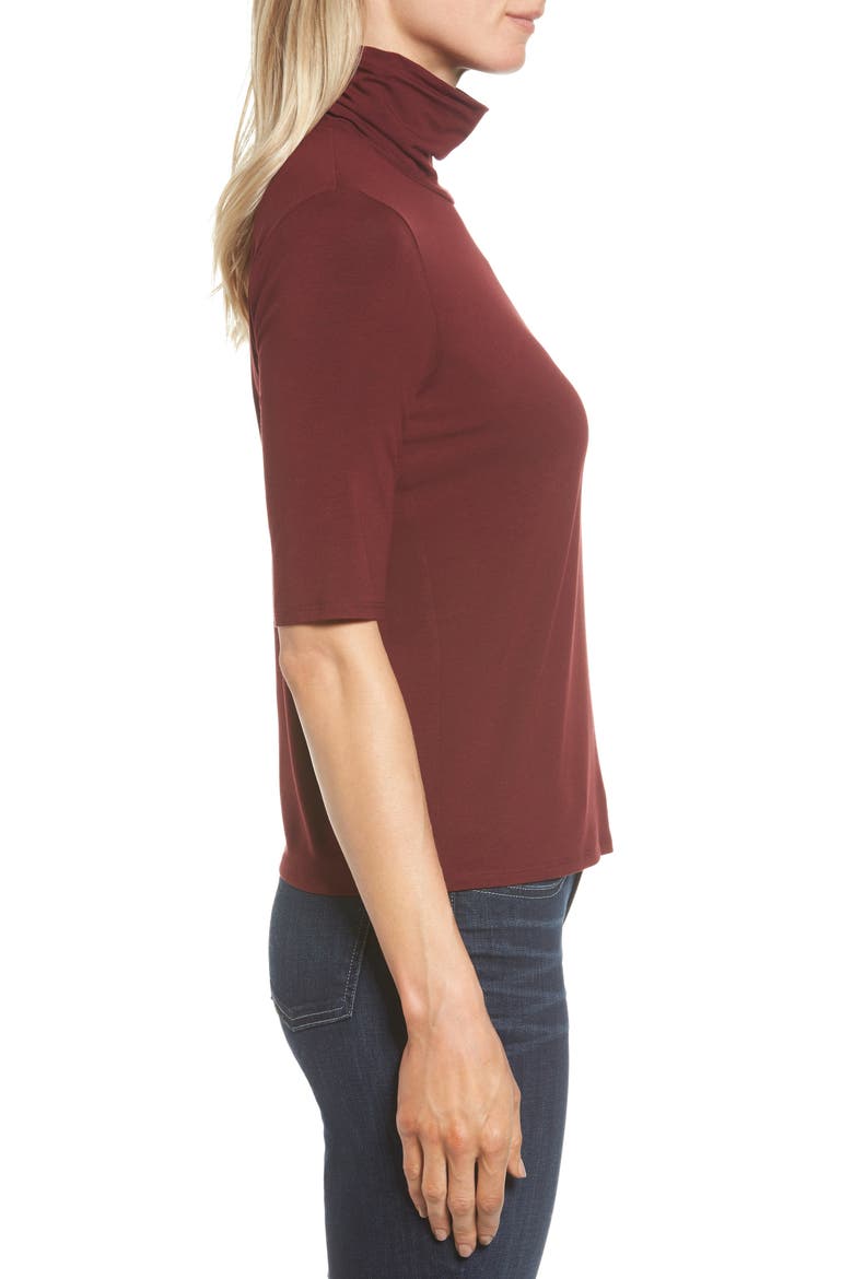 Scrunch Neck Jersey Top, Alternate, color, CLARET