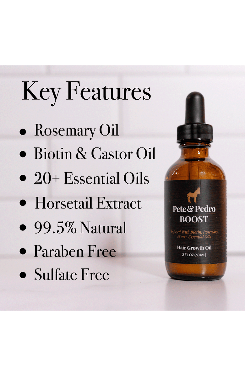 Pete & Pedro Boost Hair & Beard Growth Strengthening Serum With Biotin & Rosemary, Alternate, color, Brown