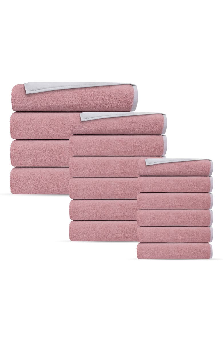 DePera Double Face 16-Piece Turkish Cotton Towel Set, Main, color, White Blush