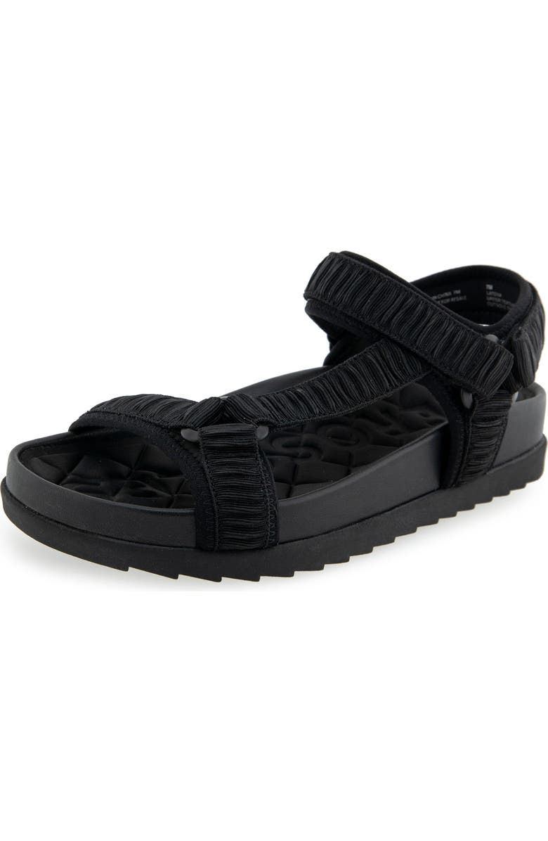 Aerosoles Latoya Flatform Slide Sandal, Alternate, color, Black Rouched Elastic Fabric