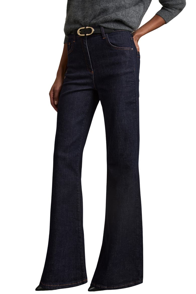 Bonnie Flare Jeans, Alternate, color, DARK BLUE
