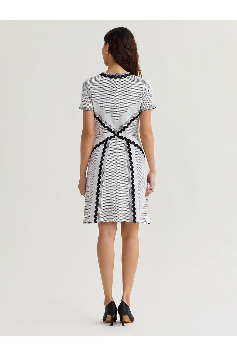 A-Line Monochrome Dotted Stitch Knit Dress, Alternate, color, Black/White/Grey
