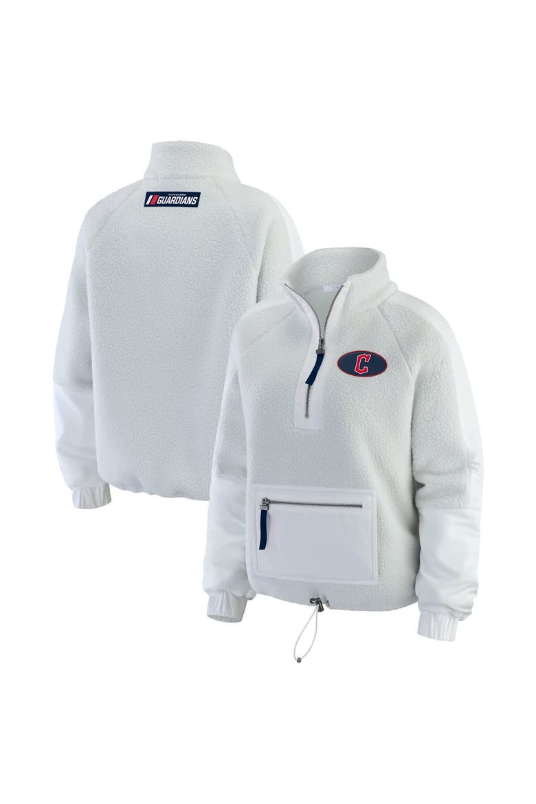 Women's WEAR by Erin Andrews Gray Cleveland Guardians Polar Fleece Quarter-Zip Jacket, Main, color, Gray