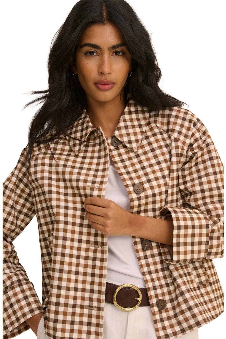 Oyanti Cotton Gingham Swing Jacket, Alternate, color, BROWN