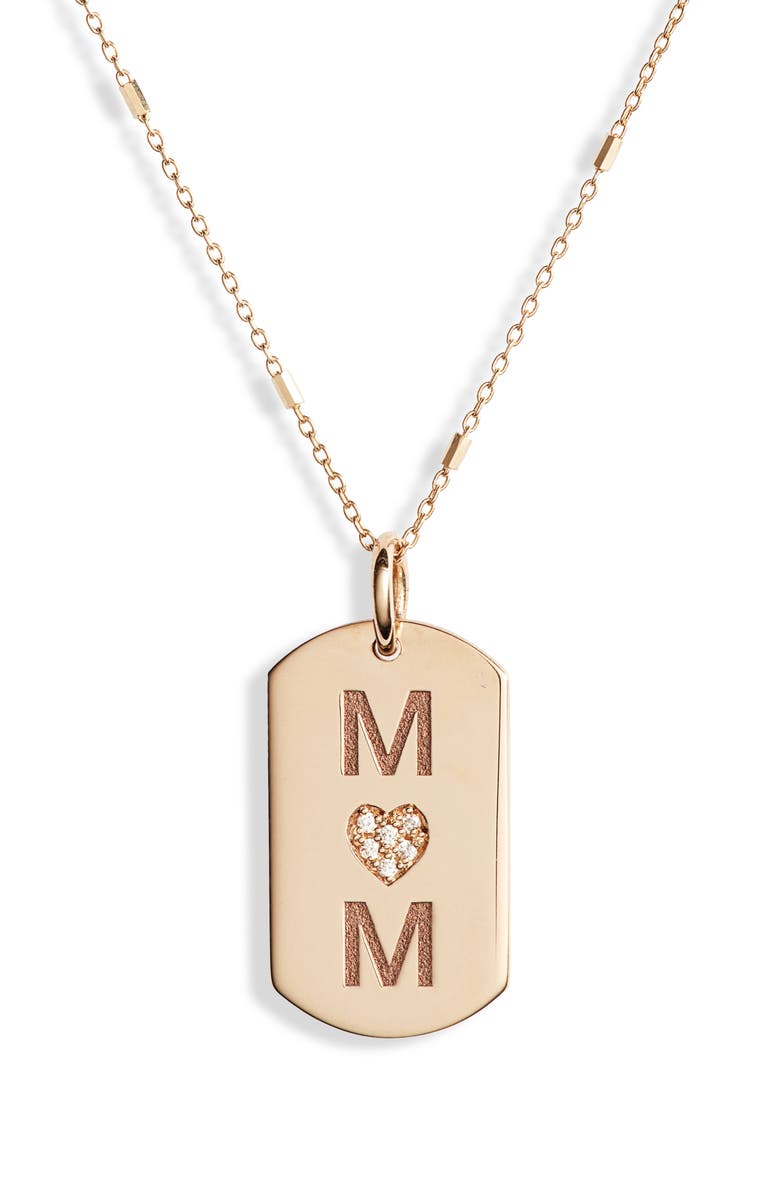 Zoë Chicco Mom Diamond Dog Tag Necklace, Main, color, 