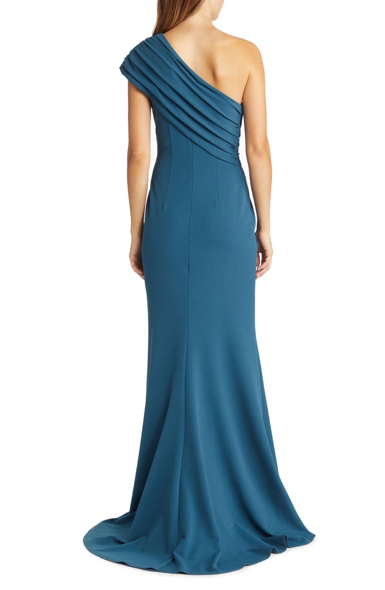 Tadashi Shoji Knotted One-Shoulder Evening Gown, Alternate, color, Atlantic Blue