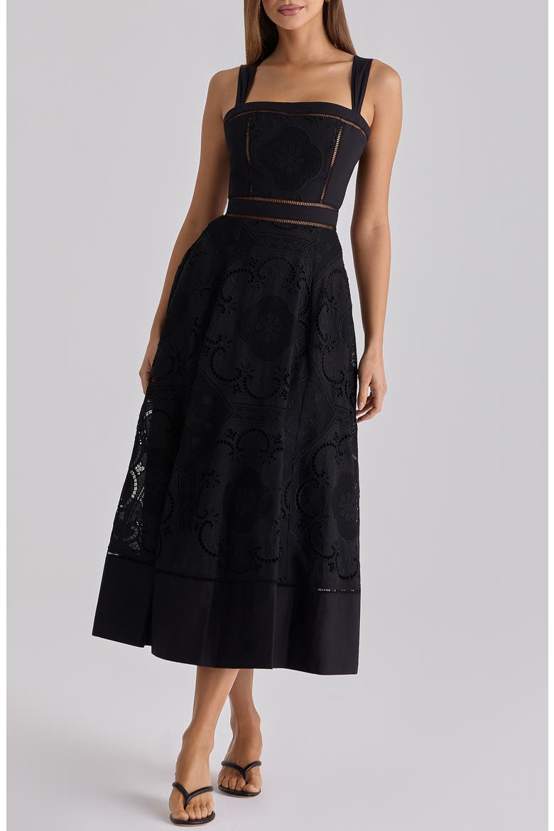 Ava Embroidered Sleeveless Maxi Dress, Alternate, color, BLACK