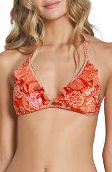 Cosita Linda Beaded Ruffle Triangle Bikini Top