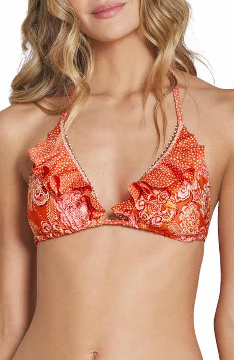 Cosita Linda Beaded Ruffle Triangle Bikini Top