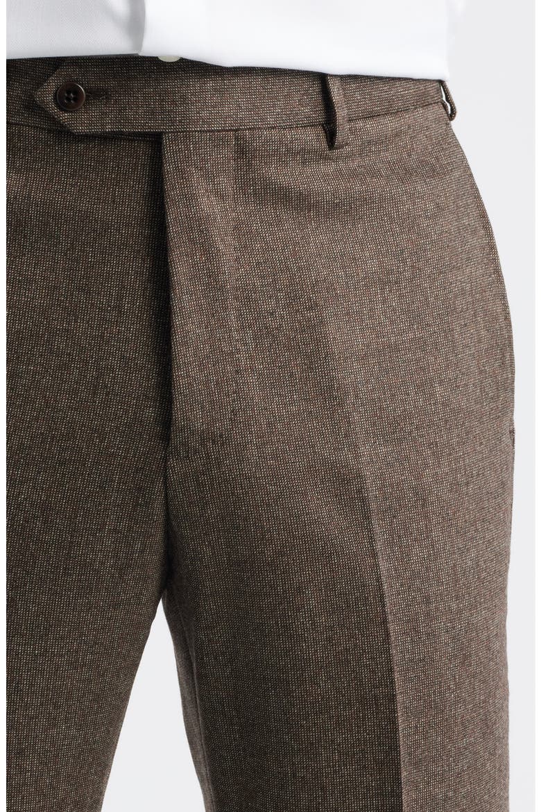 Devon Flat Front Stretch Wool & Cashmere Dress Pants, Alternate, color, BROWN