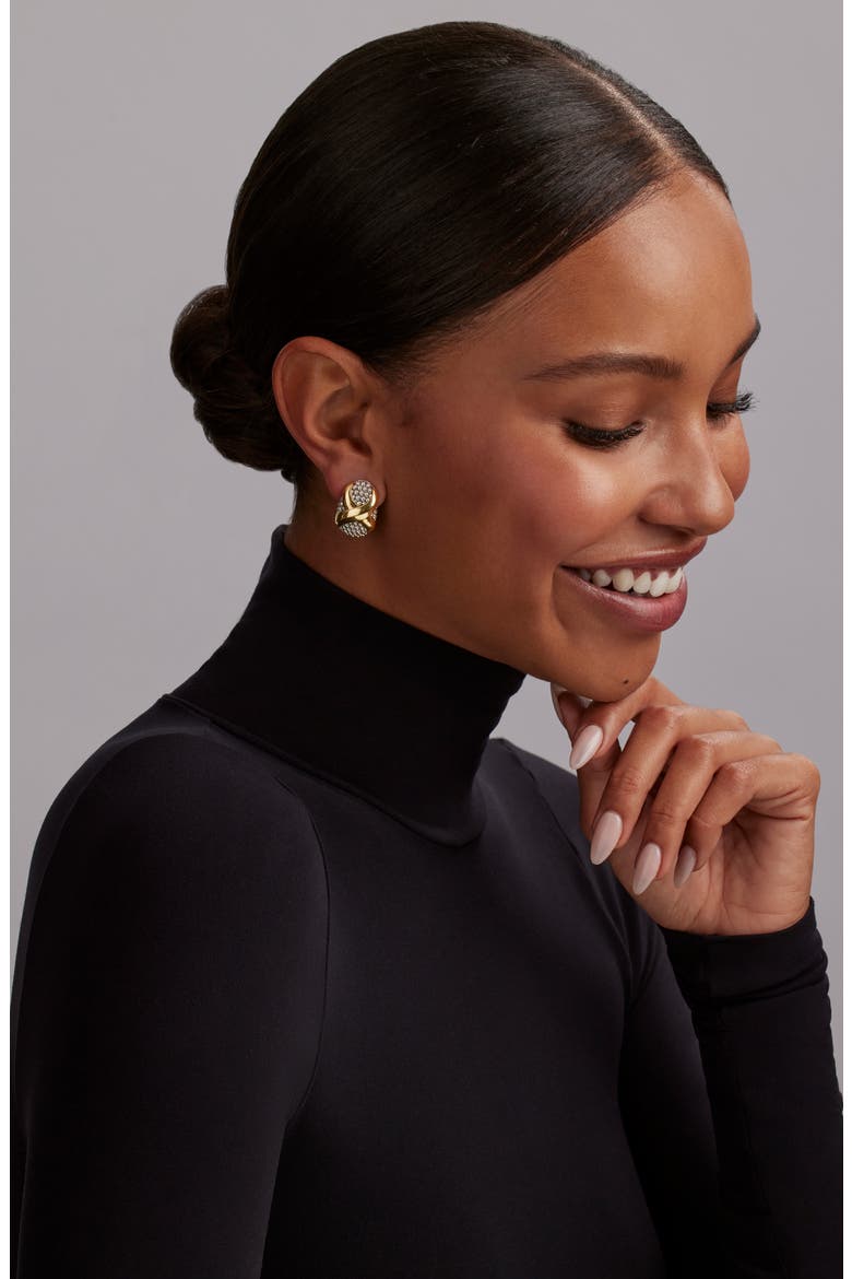 Embrace Omega Earrings, Alternate, color, METALLIC