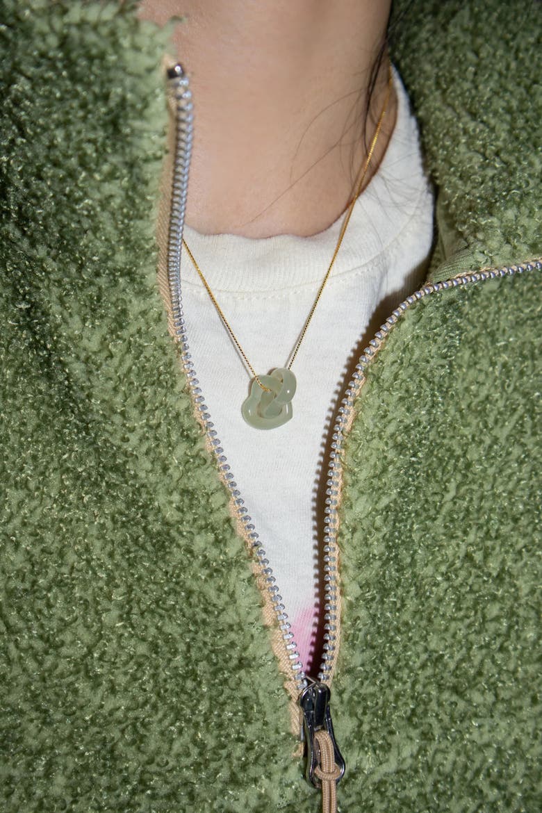 The Hearts Interlocking Jade Pendant Necklace, Alternate, color, Light Green
