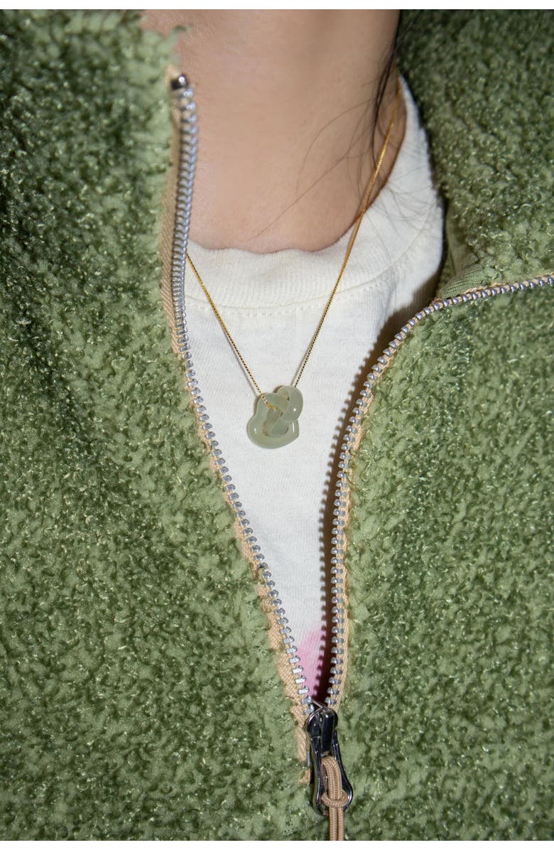 seree The hearts Interlocking jade pendant necklace, Alternate, color, Light Green