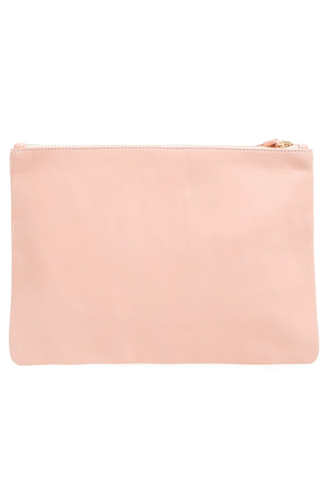 'Eyes' Printed Nappa Leather Clutch, Main, color, BLUSH