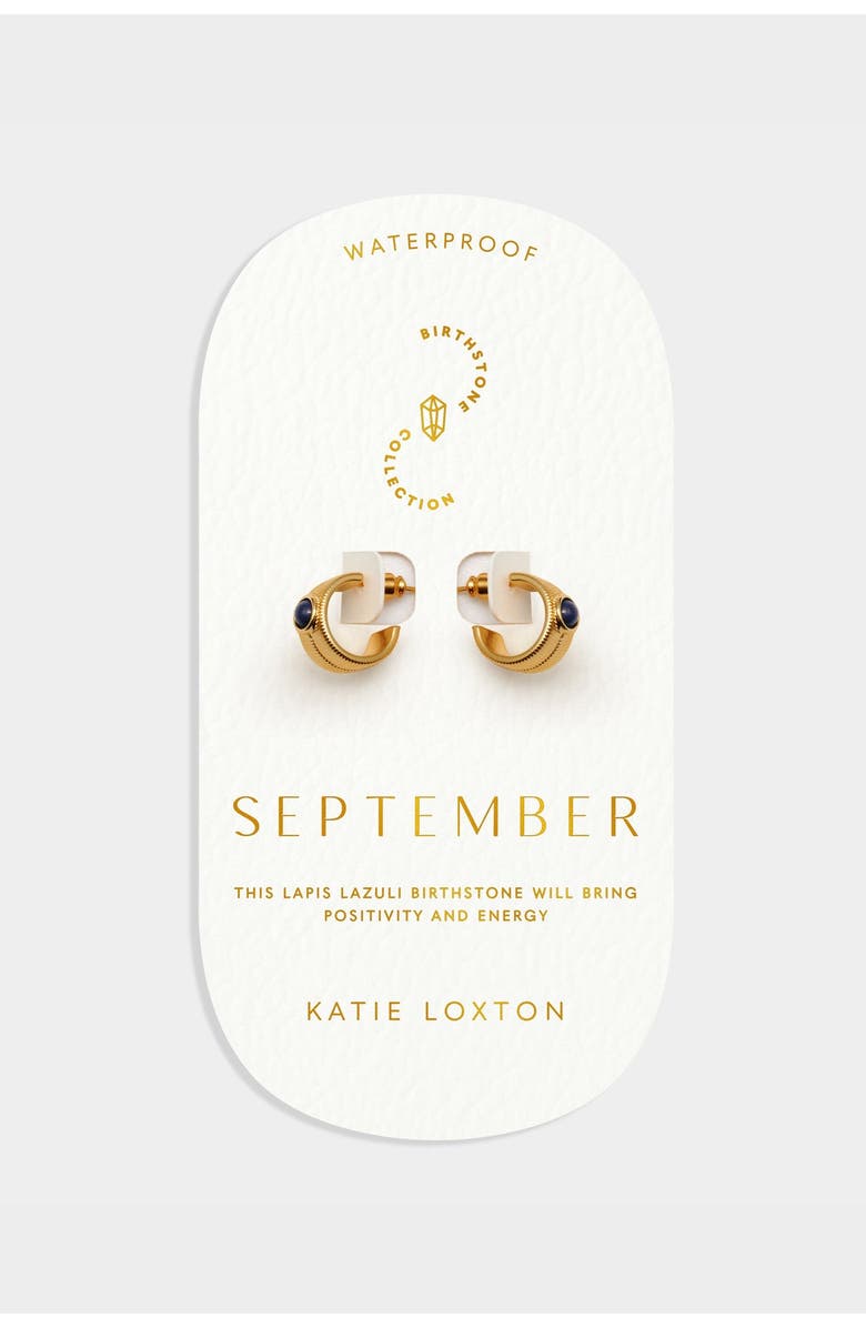 Katie Loxton 'September' Waterproof Gold Birthstone Hoop Earrings, Alternate, color, September