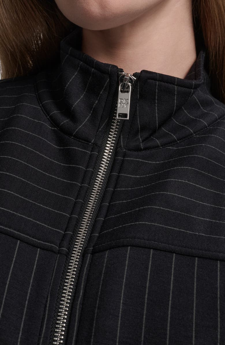 DKNY Pinstripe Zip Jacket, Alternate, color, Black Pinstripe