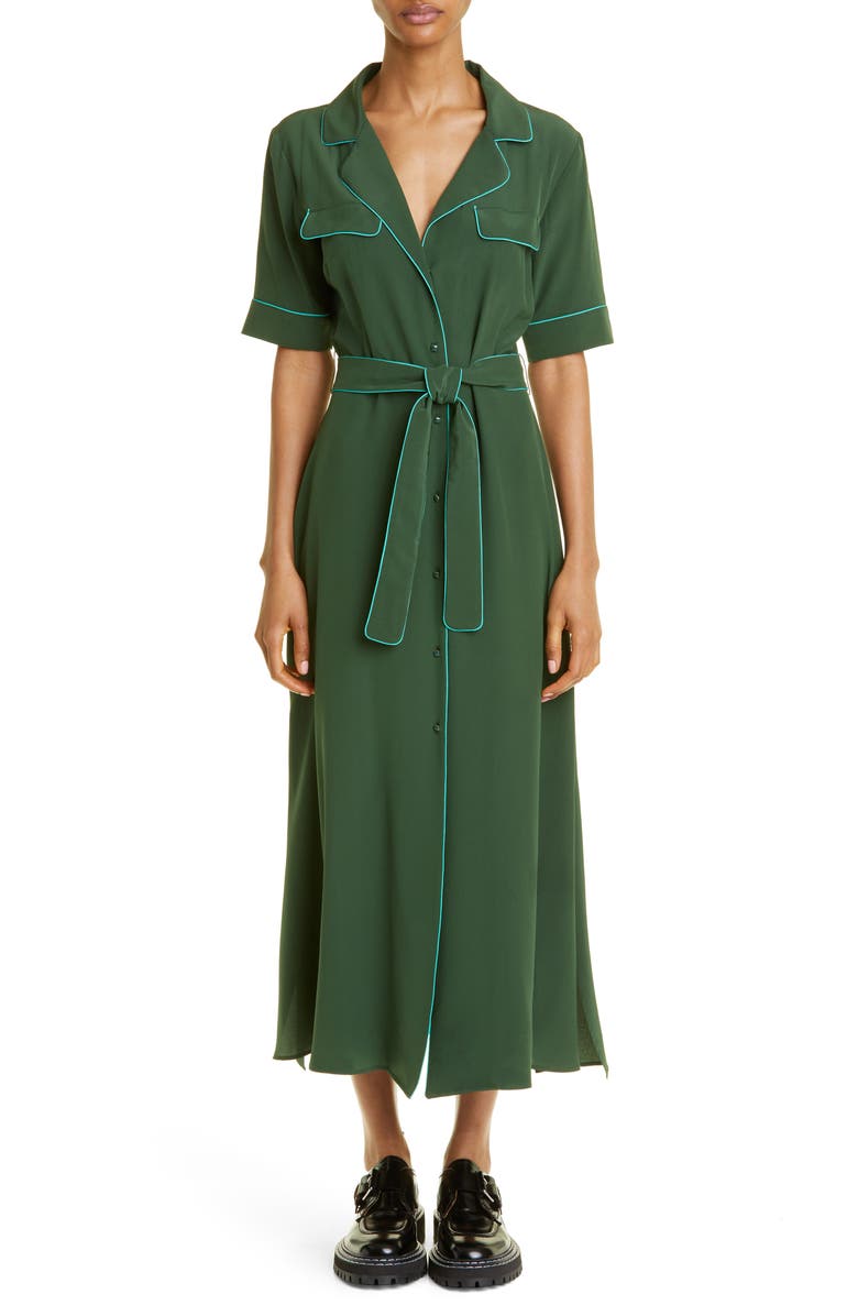 Max Mara Jene Belted Silk Shirtdress, Main, color,