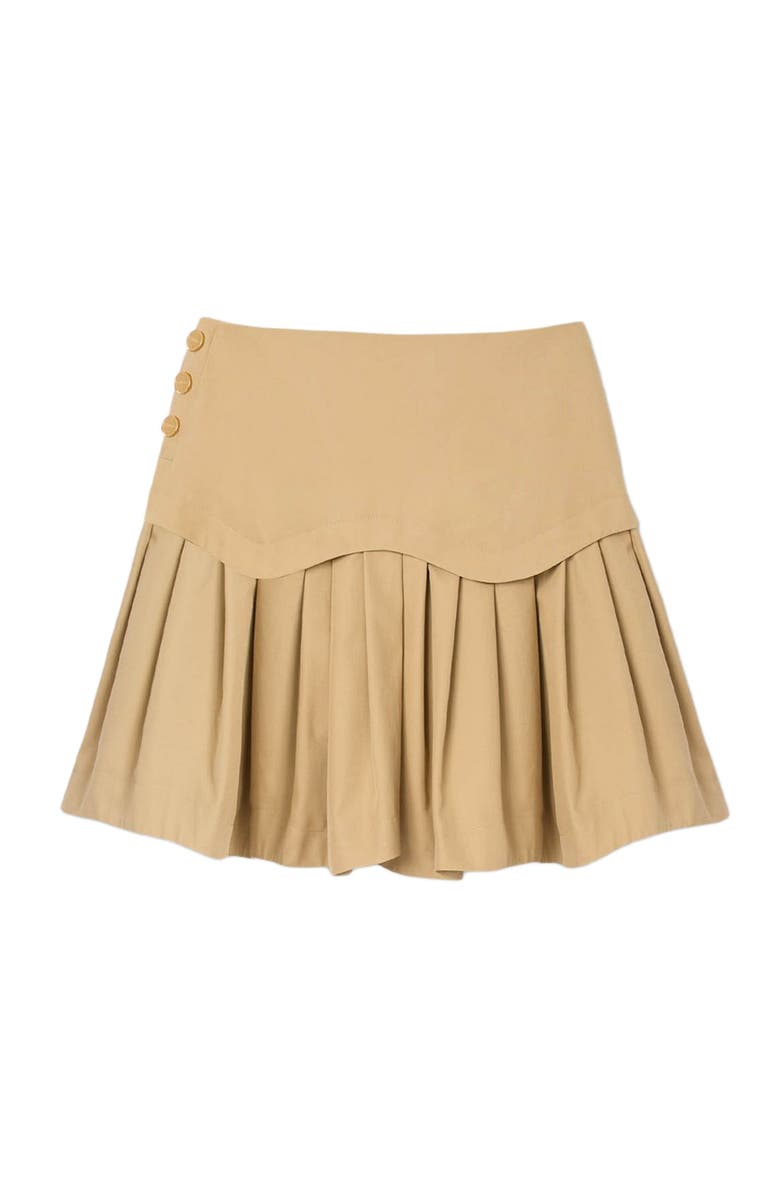 SANDRO Mini flared pleated skirt, Alternate, color, Beige
