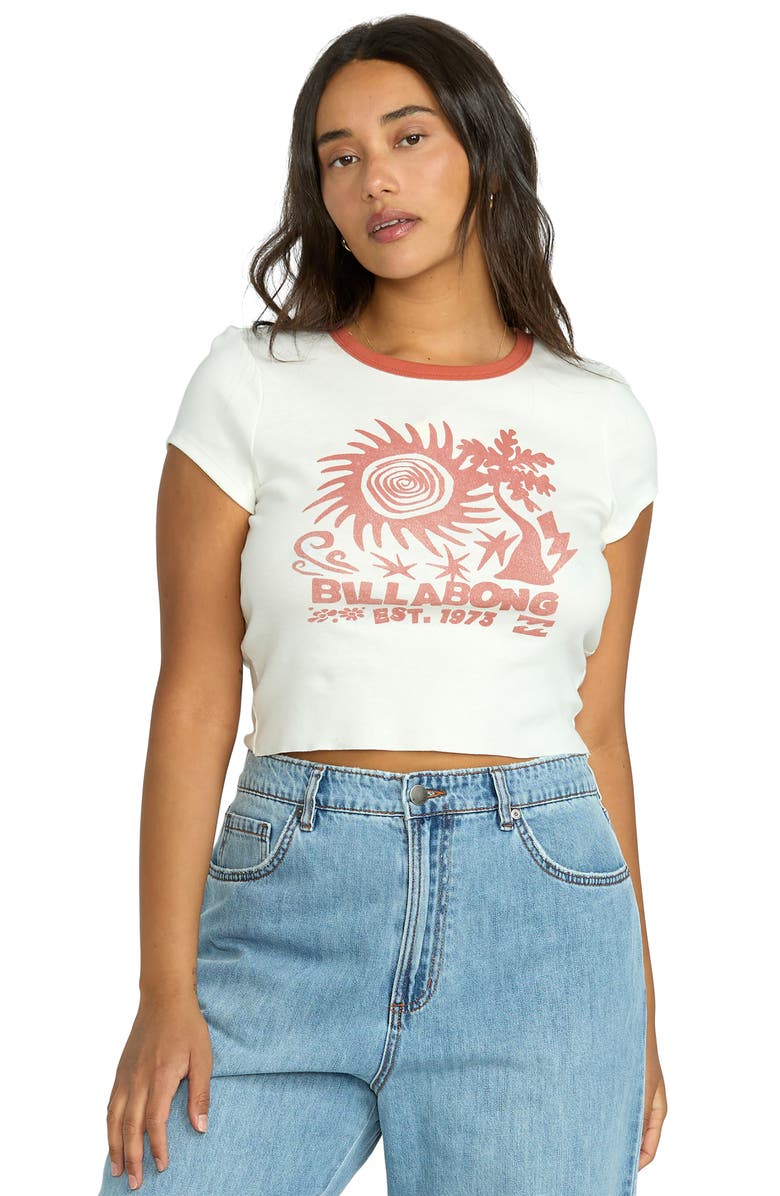 Billabong Electric Feeling Crop Graphic T-Shirt, Alternate, color, Salt Crystal