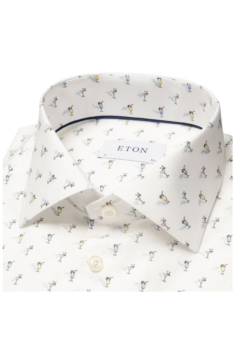Contemporary Fit Drink Print Short Sleeve Shirt, Alternate, color, NATURAL