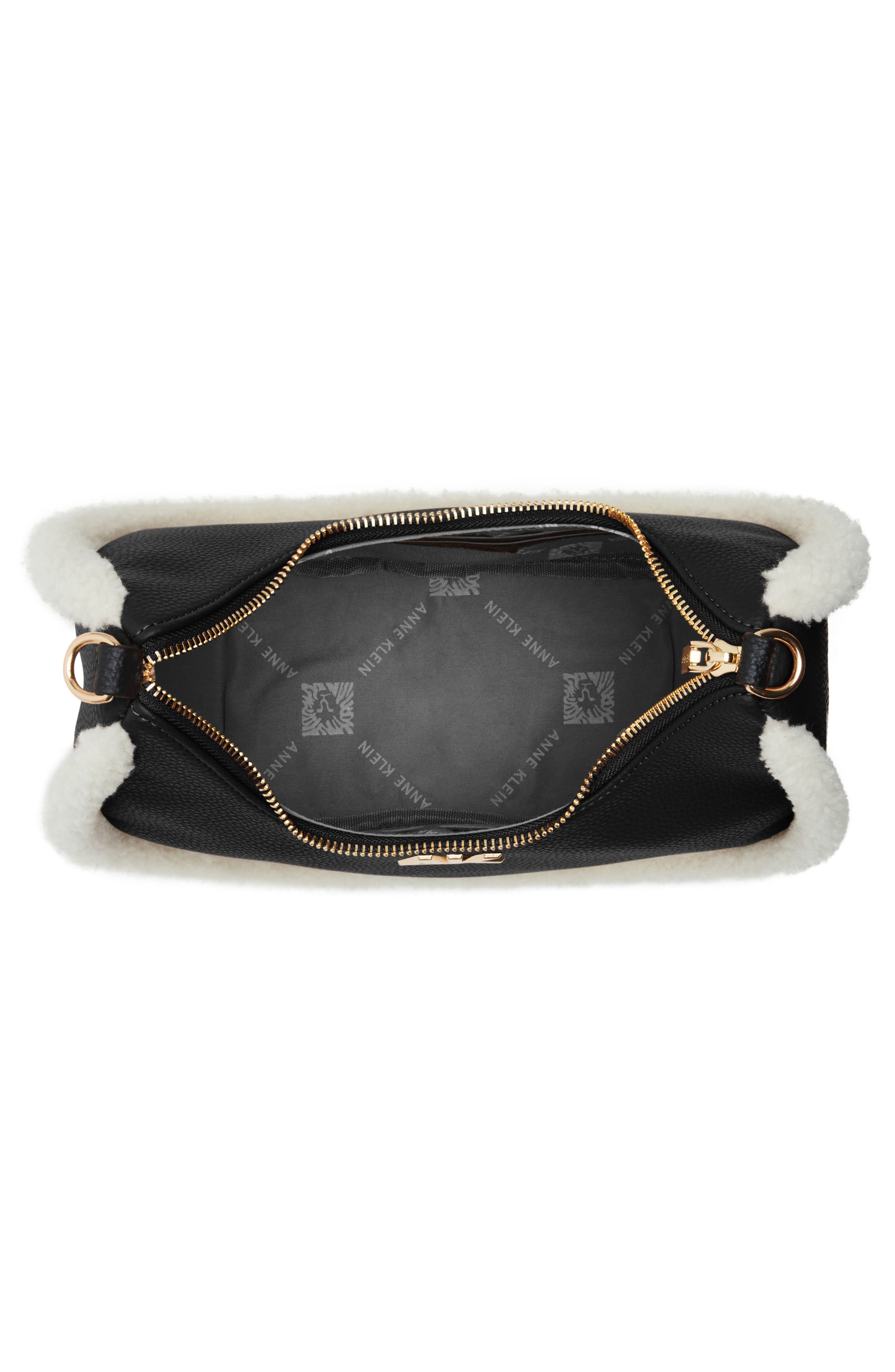 Anne Klein Faux Fur Trim Chain Swag Shoulder Bag, Alternate, color, 