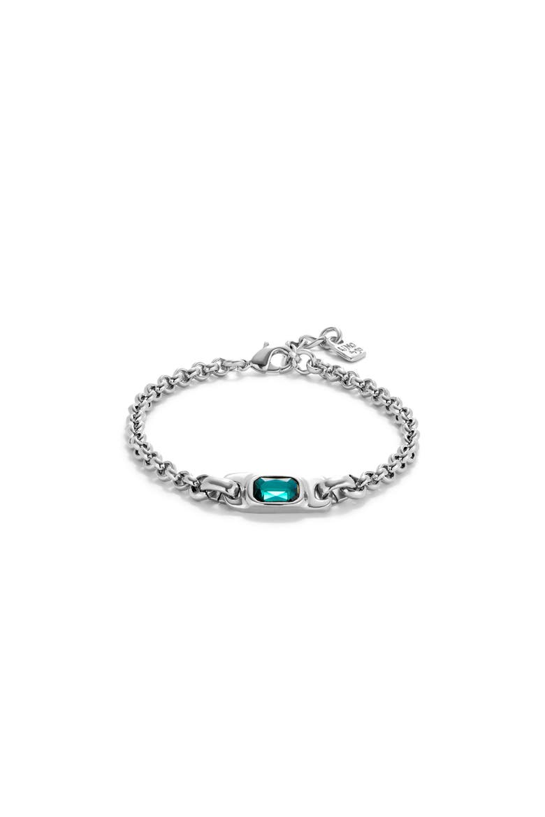 Turquoise Crystal Link Bracelet, Main, color, Silver