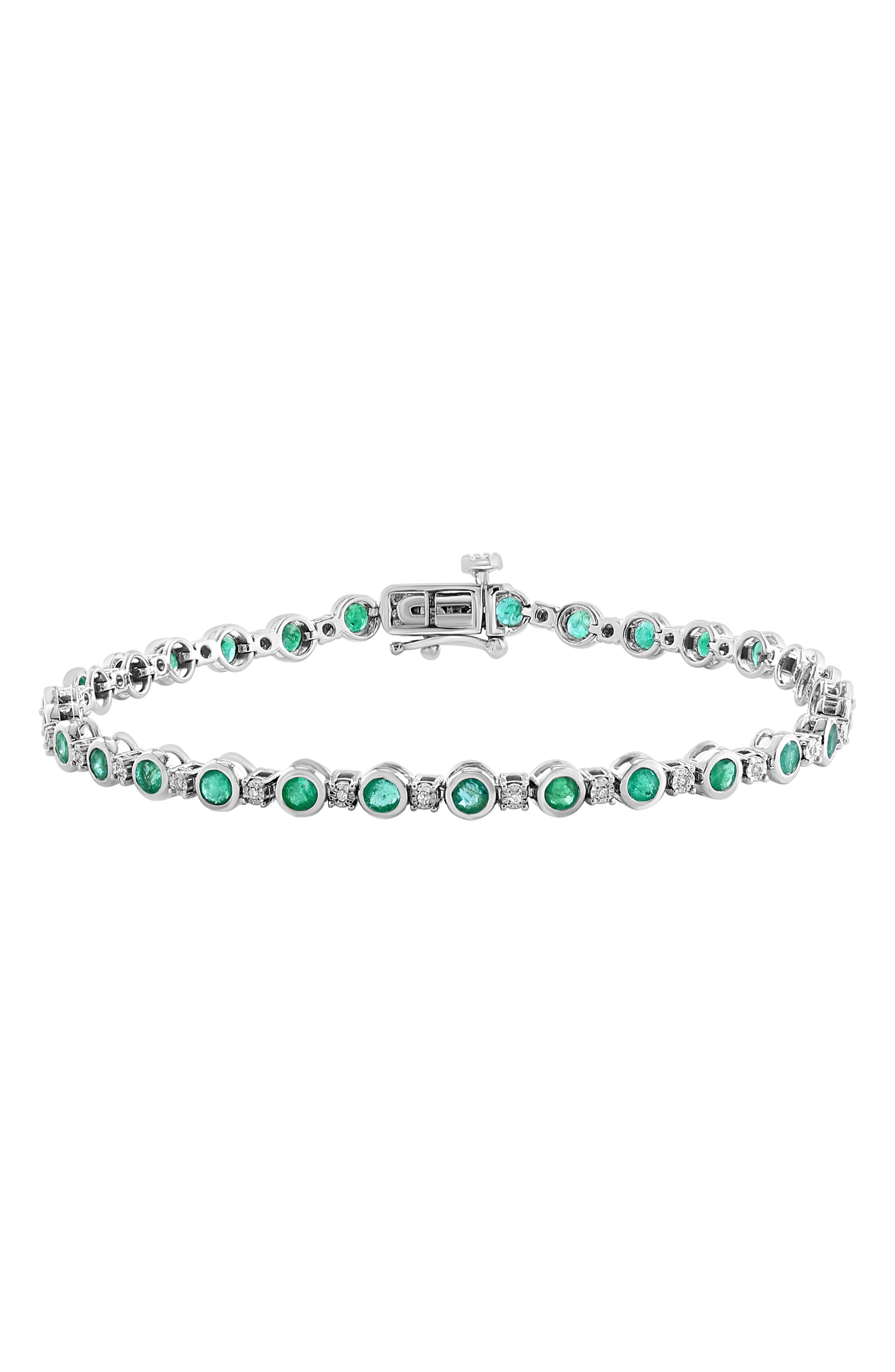 Sterling Silver Ruby and Diamond Bracelet