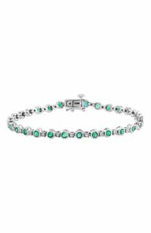 Sterling Silver Ruby and Diamond Bracelet