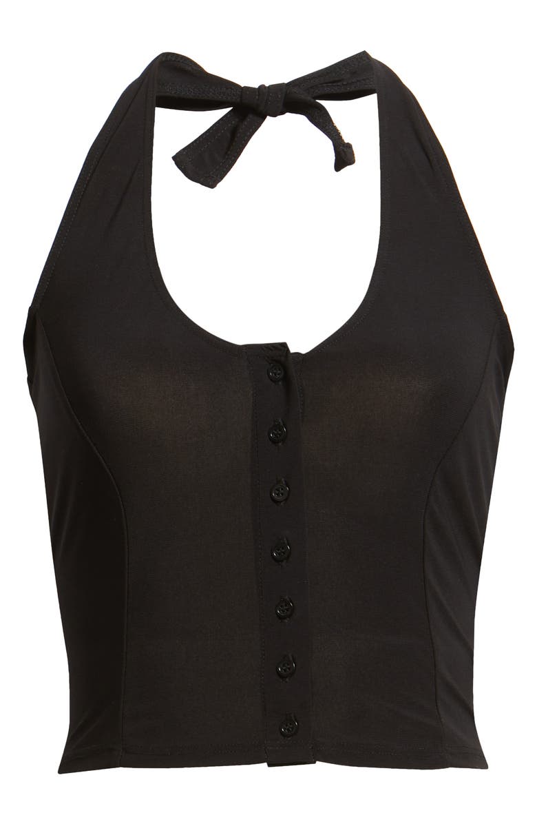 Bella Venice Mia Halter Crop Top, Alternate, color, Black