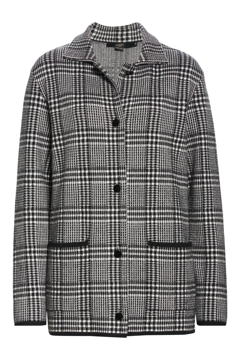 Plaid Sweater Jacket, Alternate, color, BLACK / WHITE