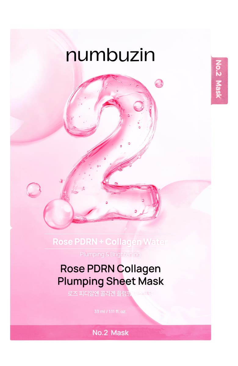 Numbuzin 5-Pack No.2 Rose PDRN Collagen Sheet Masks, Main, color,