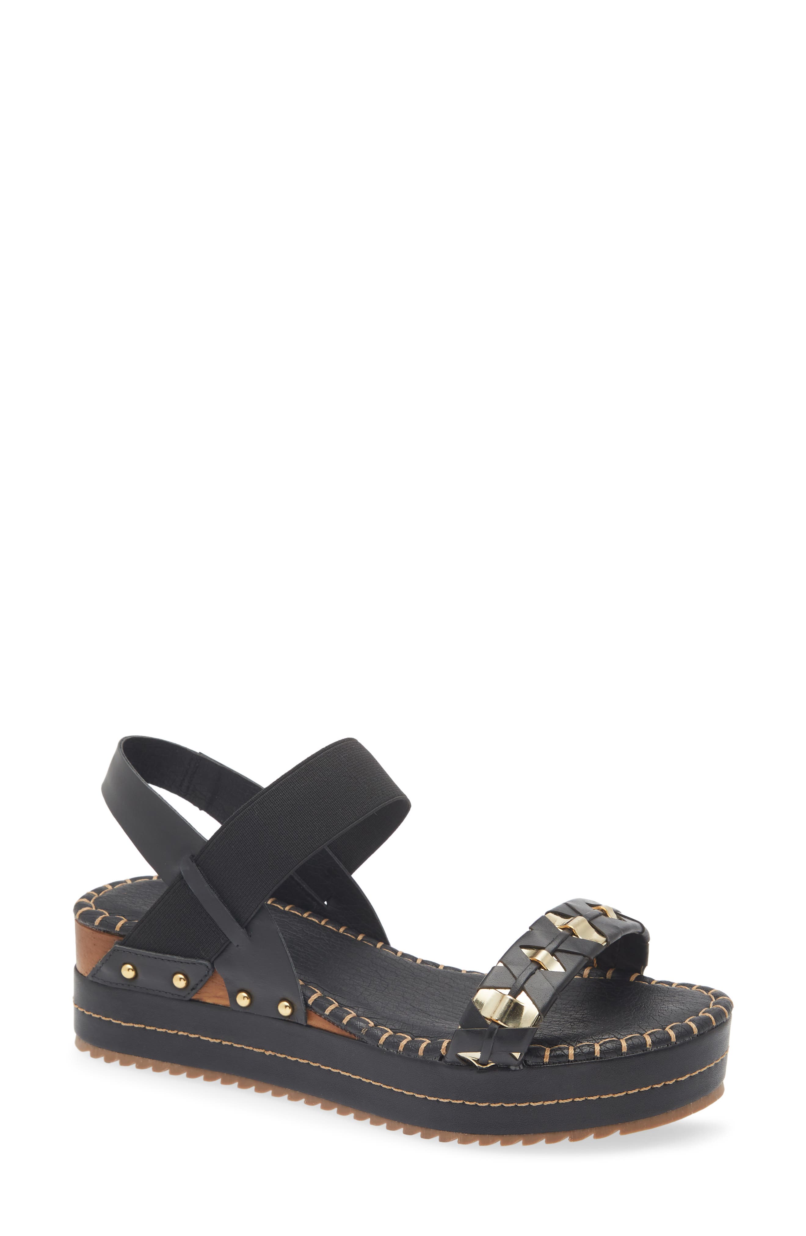 Bottero Melinda Slingback Platform Wedge Sandal, Main, color, Preto