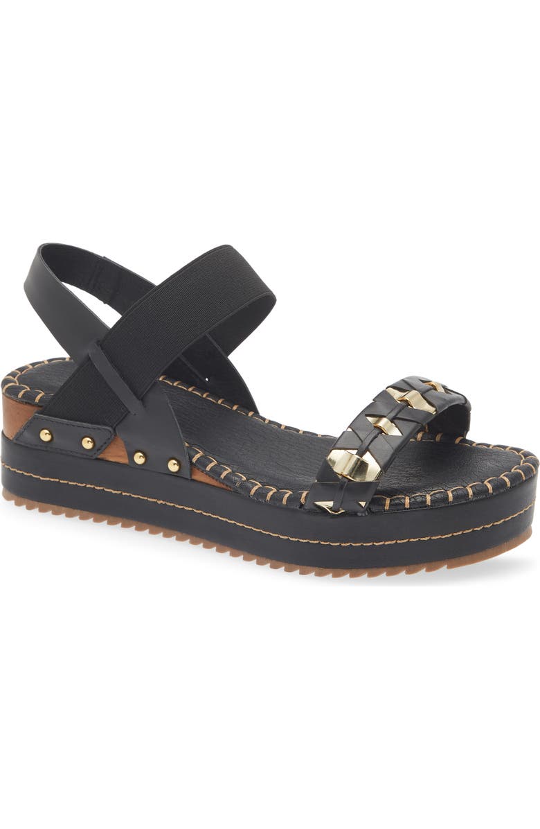 Bottero Melinda Slingback Platform Wedge Sandal, Main, color, Preto