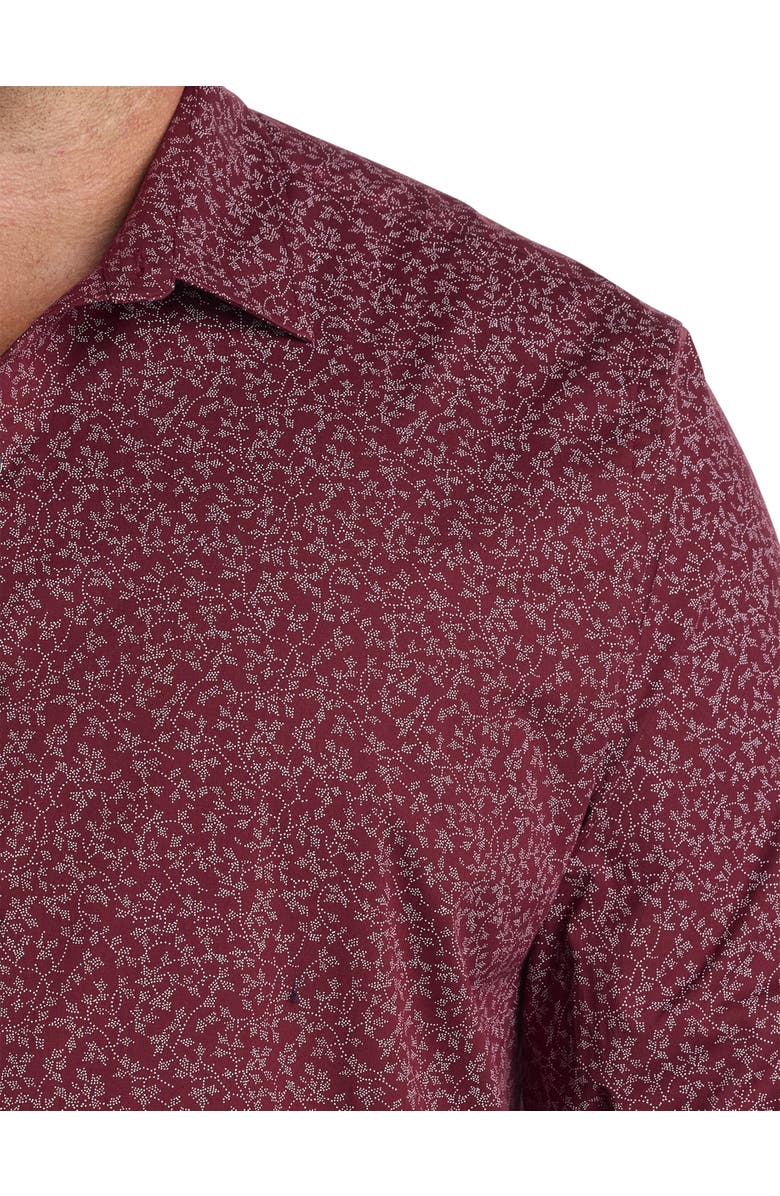 Synrgy by DXL Big & Tall Leaf Print Sport Shirt, Alternate, color, Burgundy