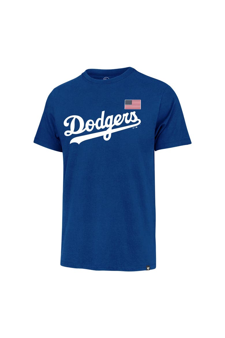 Men's '47  Royal Los Angeles Dodgers Heritage U.S. Flag T-Shirt, Alternate, color, Royal