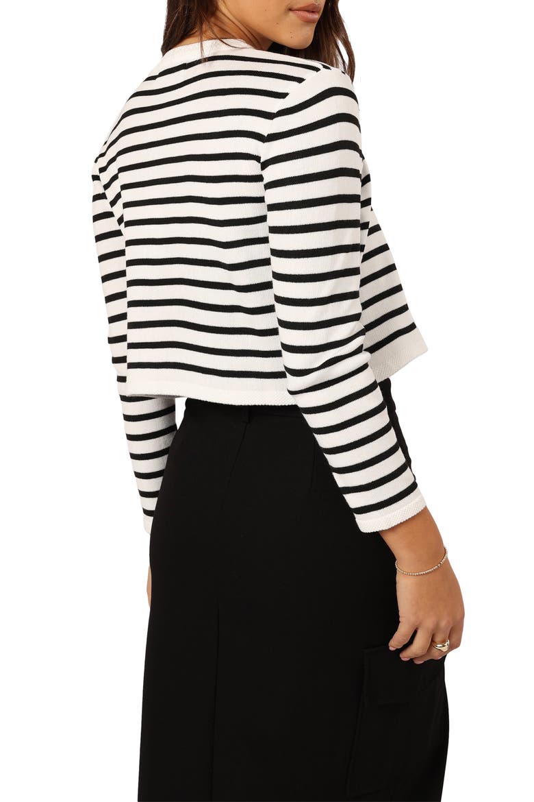 Cynthia Stripe Crop Cardigan, Alternate, color, BLACK/ CREAM