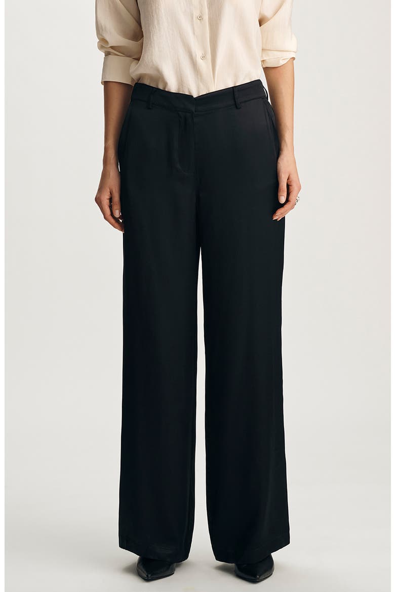 Satin Wide Leg Pants, Main, color, BLACK