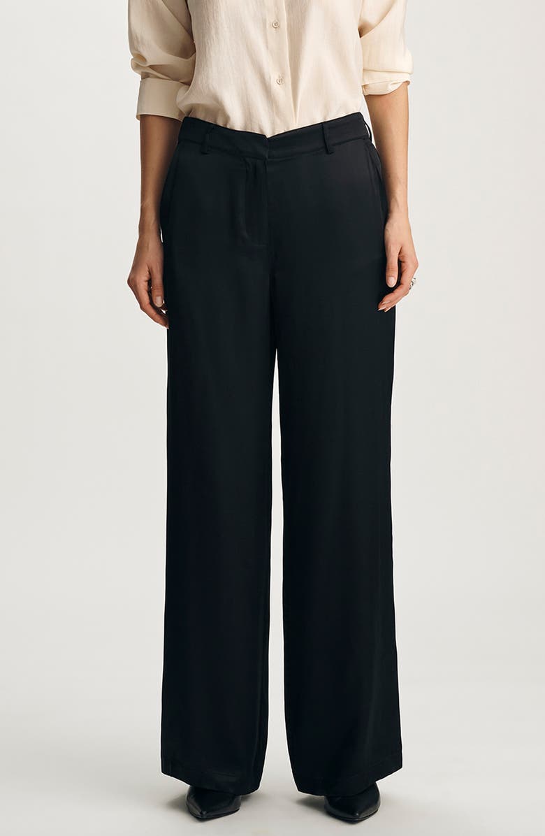 Mavi Jeans Satin Wide Leg Pants, Main, color, Black