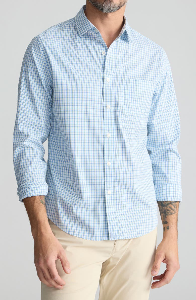 UNTUCKit Tattersall Check Wrinkle Free Cotton Button-Up Shirt, Main, color, Blue Green